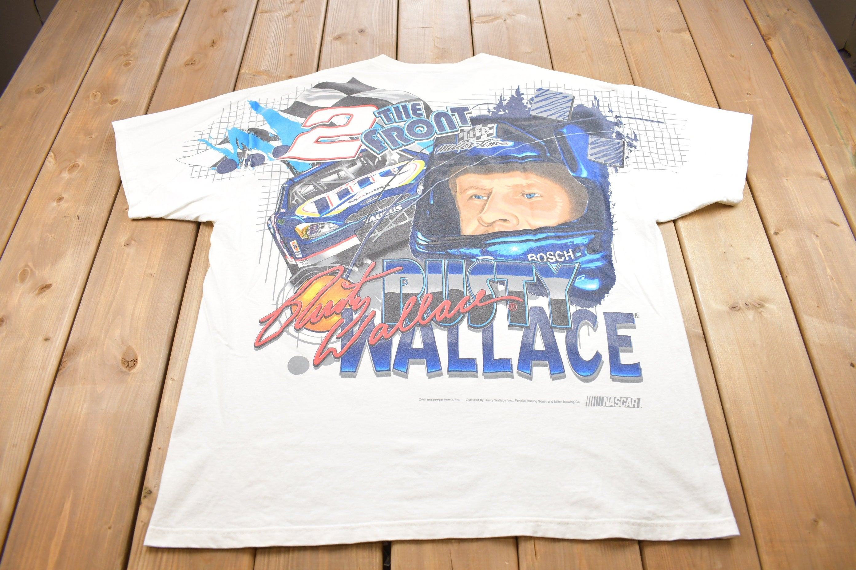 Vintage 1990s Rusty Wallace AOP Nascar Racing Graphic T Shirt