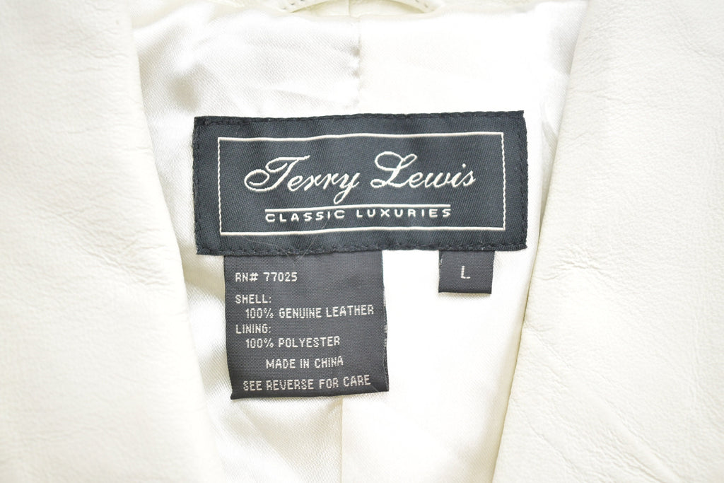 Vintage 1980s White Frill Leather Blazer Jacket