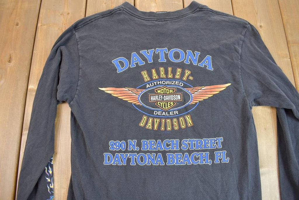 Vintage 2000 Daytona Beach Bike Week Harley Davidson Motorcycles Long Sleeve Graphic T-Shirt Made In USA