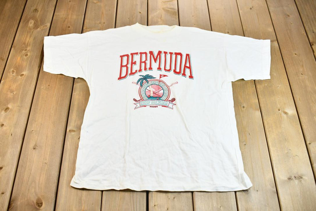 Vintage 1990s Bermuda Island Golf Club Souvenir Graphic Travel T-Shirt