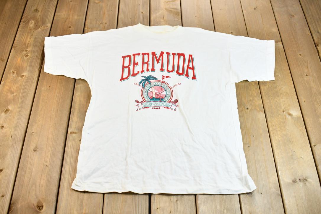 Vintage 1990s Bermuda Island Golf Club Souvenir Graphic Travel T-Shirt