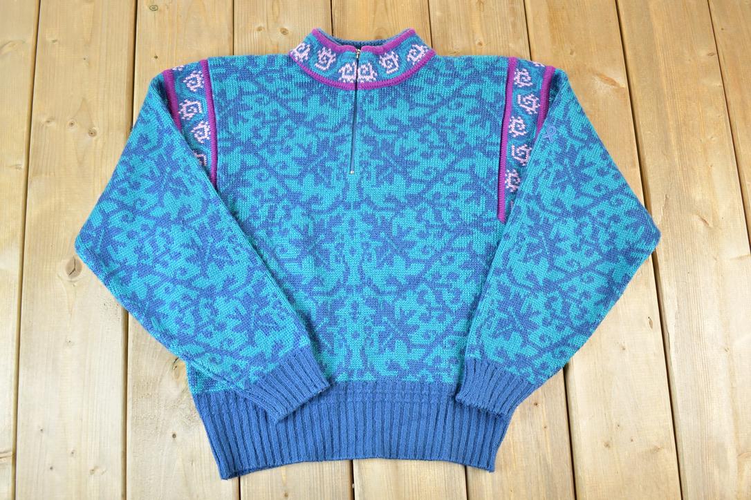 Vintage 1990s Demetree Wool Blend Knit Sweater / Vintage 90s Crewneck / Outdoorsman / Vintage Knit / Winter Sweatshirt