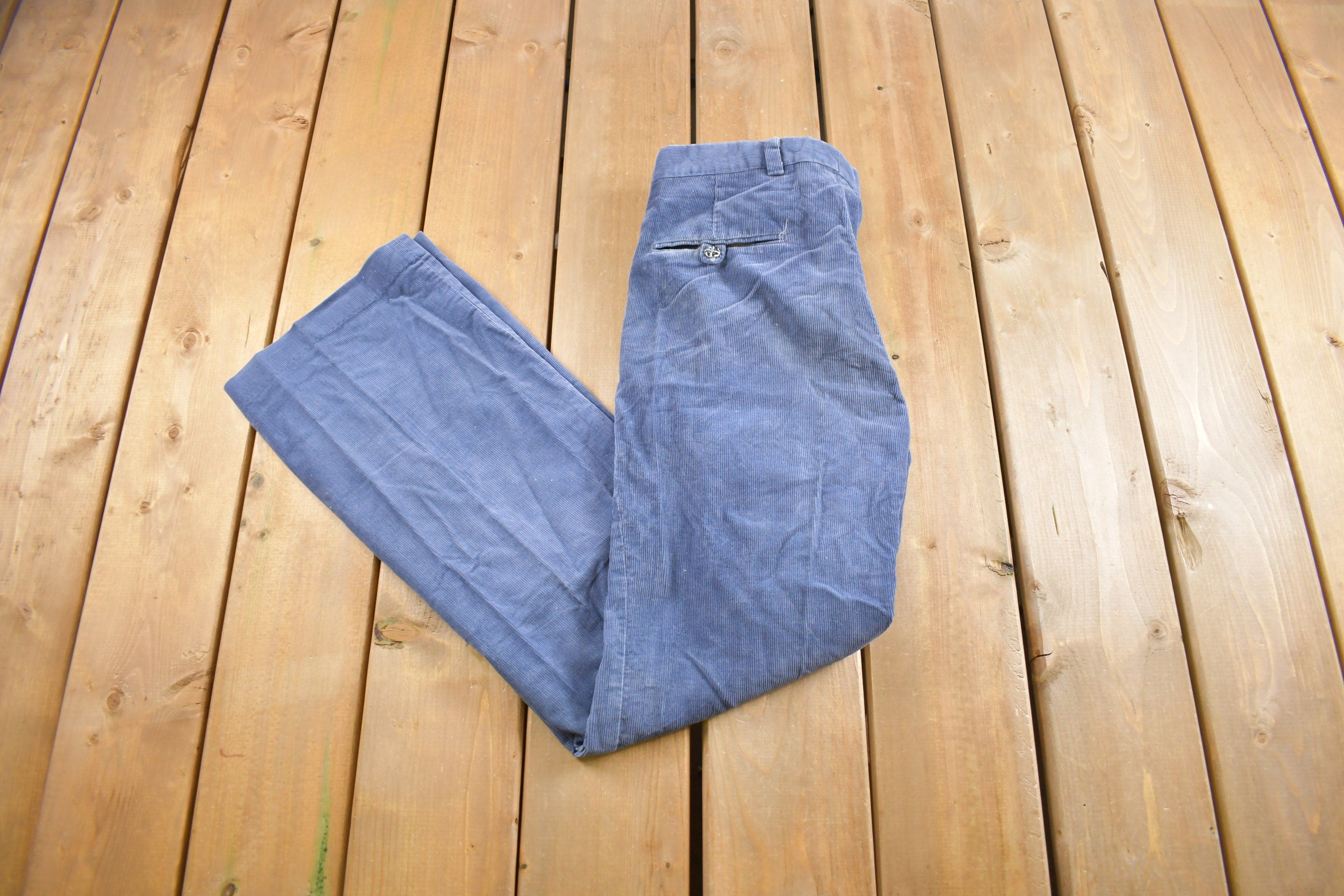 Vintage 1970s Levis Panatela Blue Corduroy Trousers Size 30 x 33