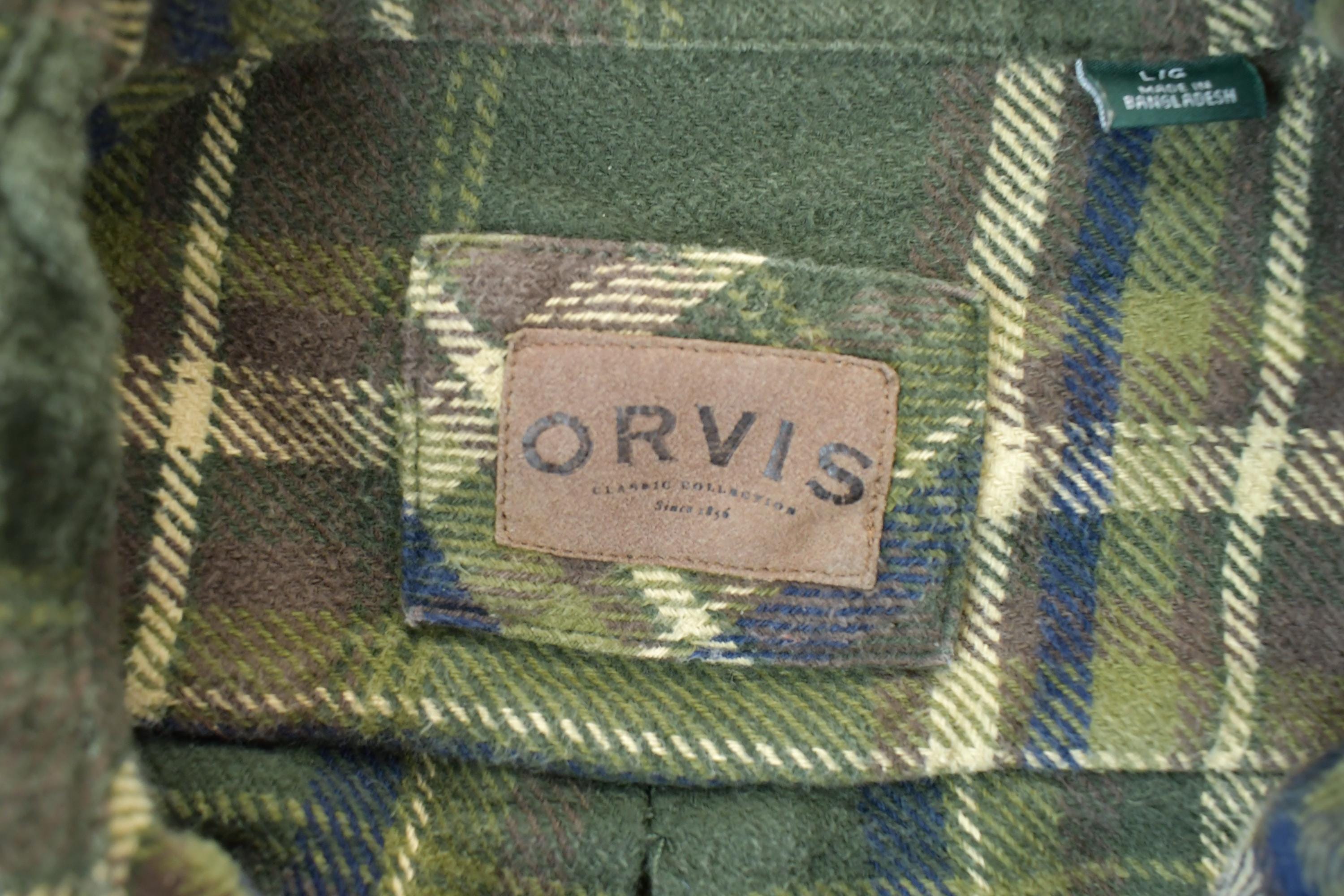 Vintage Orvis Green Plaid Button Up Board Shirt