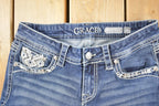 Vintage Deadstock Y2K Grace LA Bedazzled Low Rise Jeans Women's Size 27 x 32