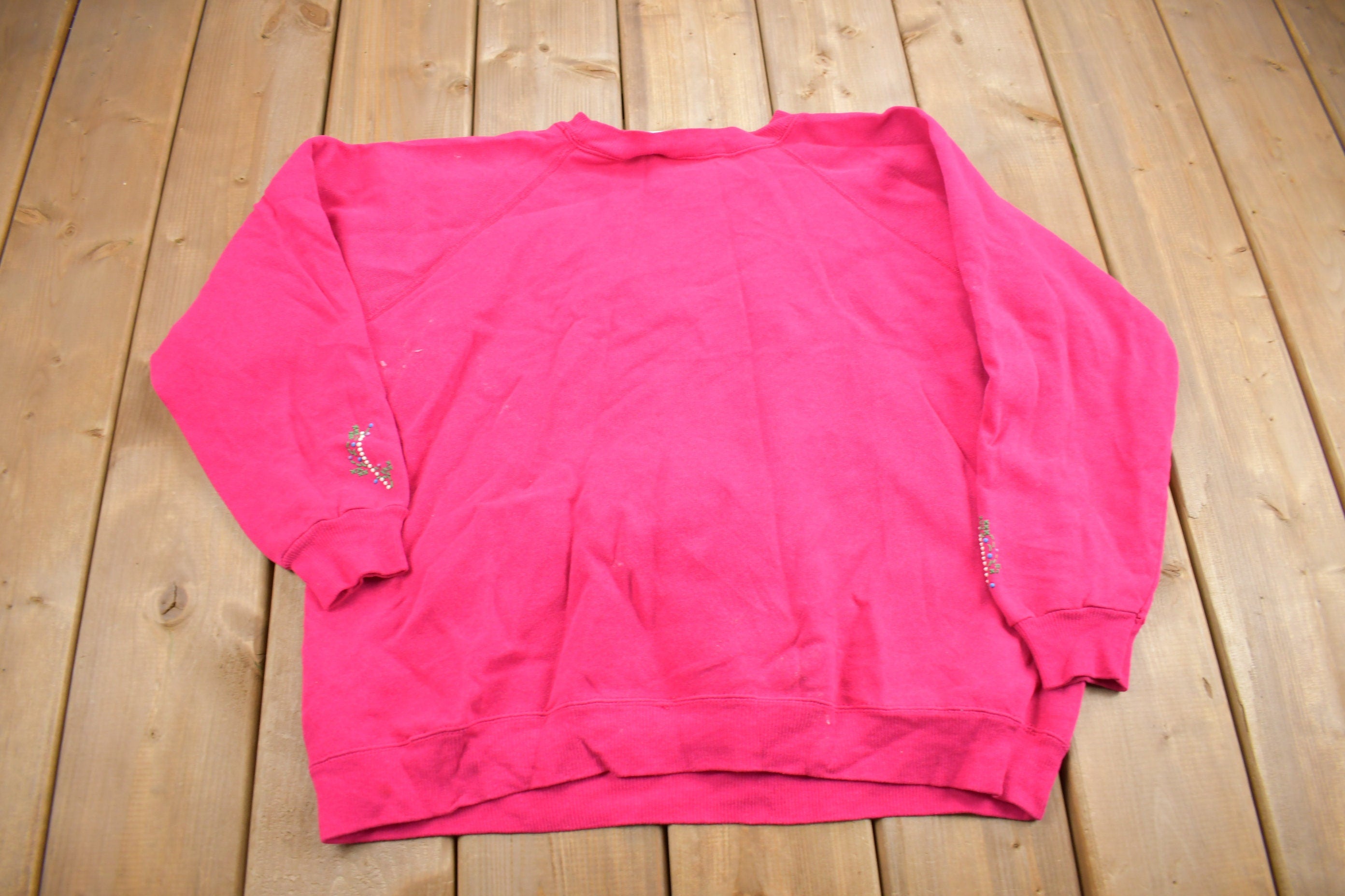 Vintage 1990s Cute Floral Theme Puff Print Crewneck Sweater