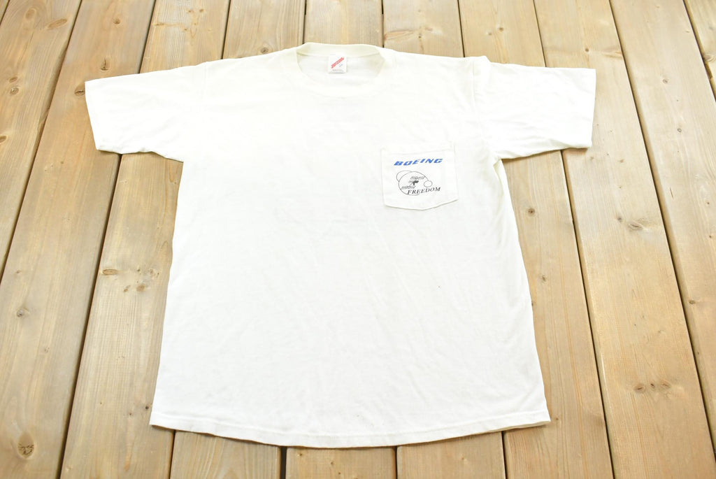 Vintage 1990s Boeing Nasa Space Station Graphic T Shirt Mens L