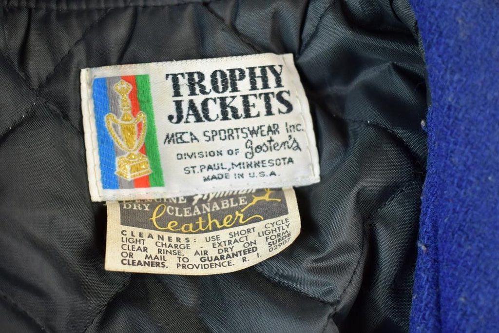 Vintage 1970s Trophy Jackets Rice Lake Number 88 Leather & Wool Varsity Jacket Made In USA