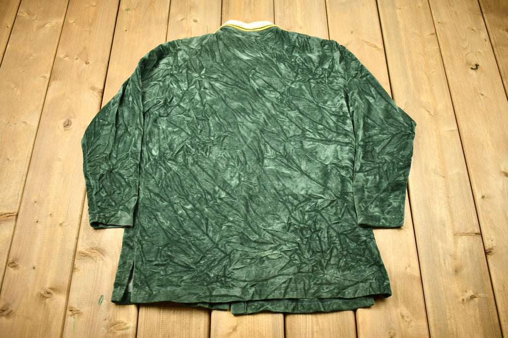 Vintage 1990s Green Bay Packers NFL Game Day Velvet Button Up Sweatshirt