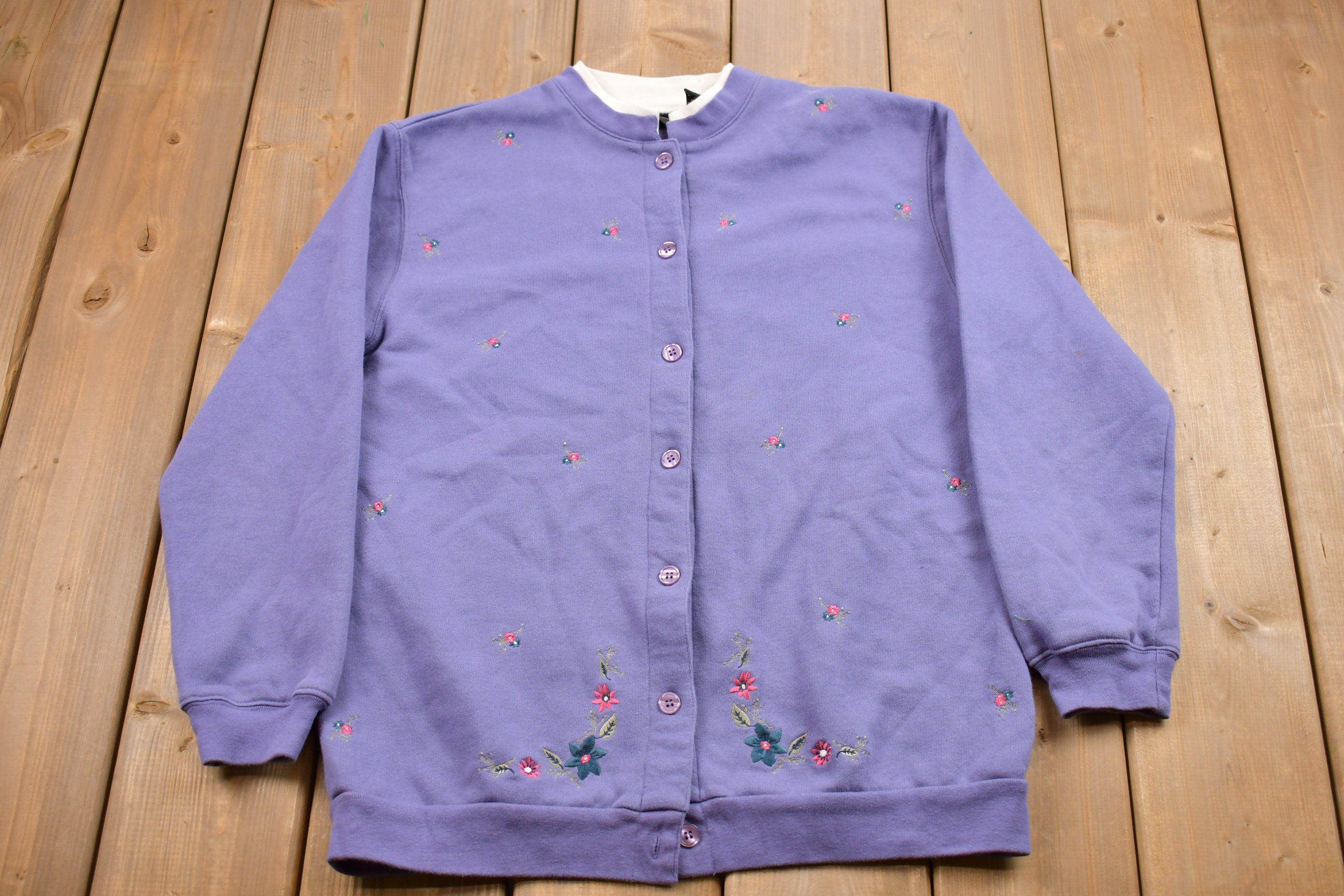 Vintage 1990s Jenny Buchanan Cardigan  90s Crewneck  Nature  Vintage Sweatshirt  American Streetwear  Button Up Sweatshirt
