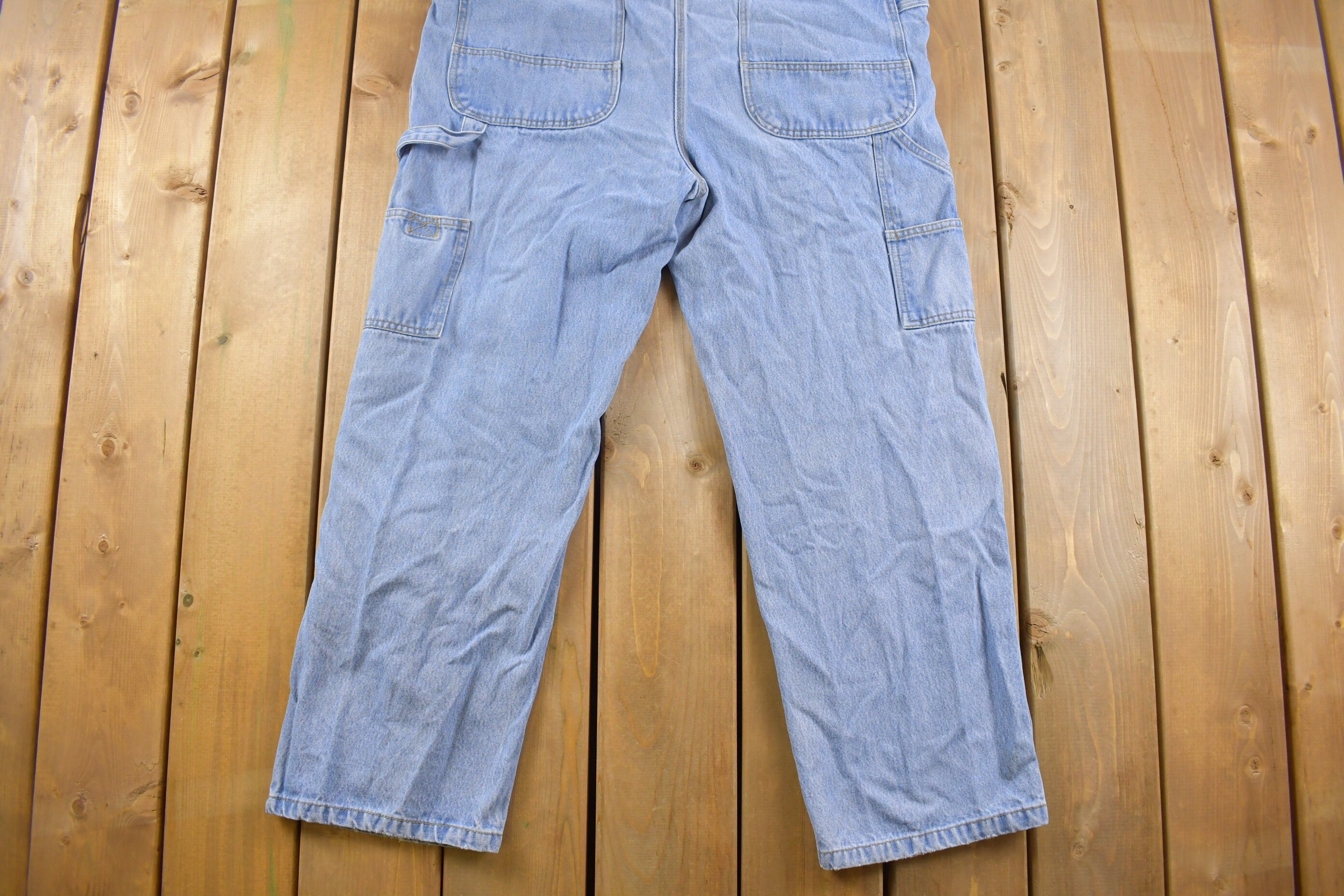 Vintage 1990s C.E. Schmidt Blue Denim Jean Overalls Size 42 x 28