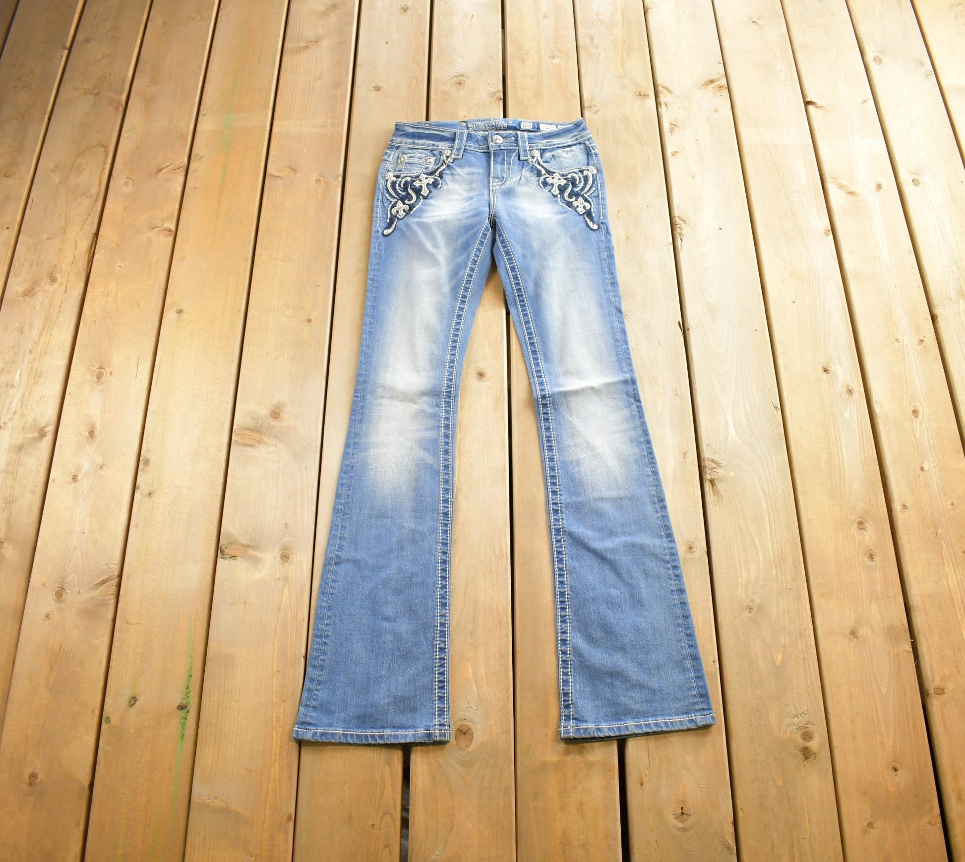 Vintage Y2K Miss Me Faded Low Rise Jeans Size Boot Cut Size 26x33
