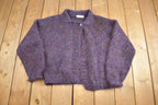 Vintage 1990s Ellen Tracy Mohair Blend Knit Cardigan Sweater  Vintage Cardigan  Purple Sweater