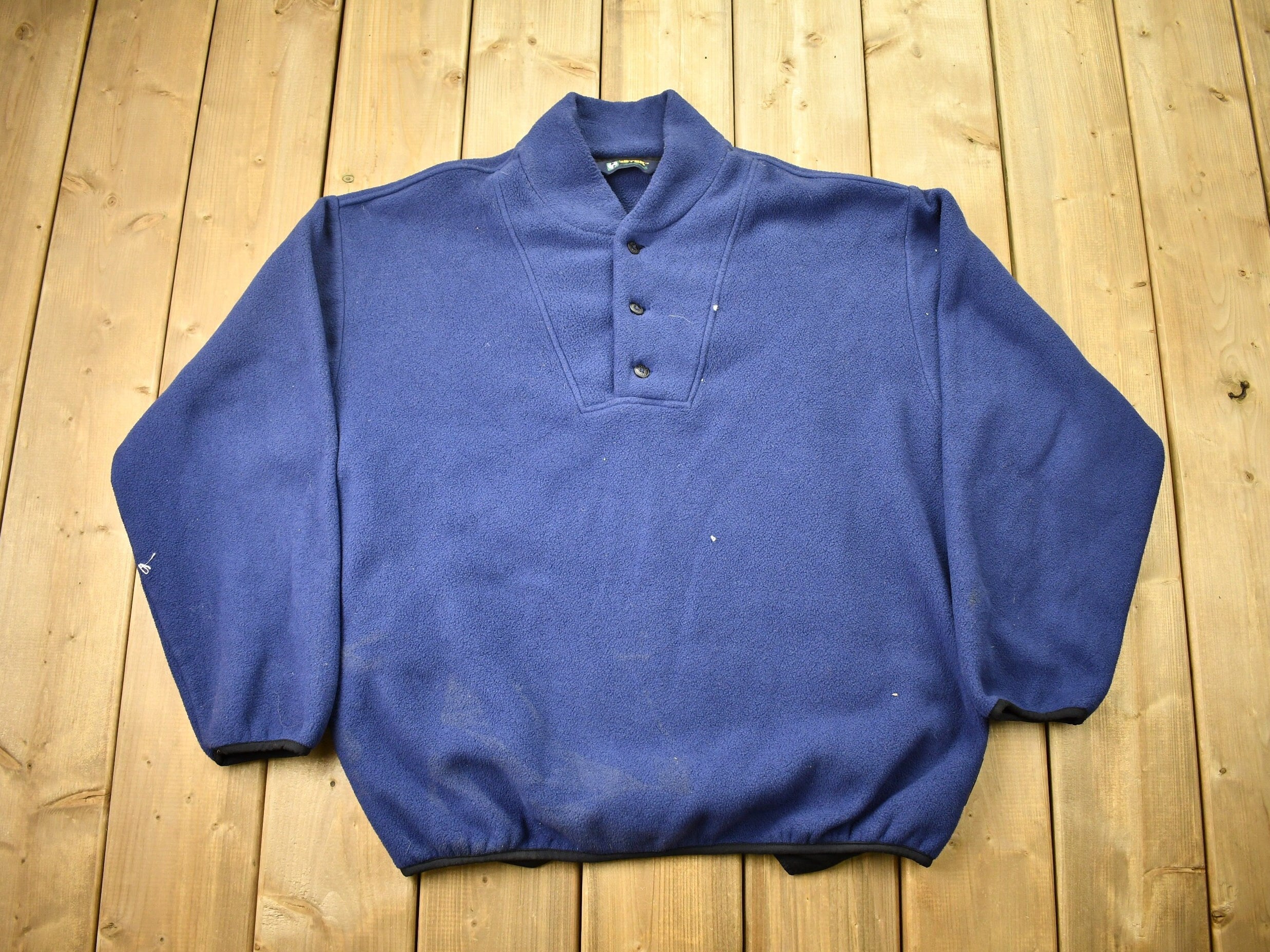 Vintage 1990s EB-TEK Eddie Bauer Quarter ButtonFleece Sweater
