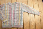 Vintage 1990s Mohair Knitted Sweater / Vintage 90s Crewneck / Pattern Sweater / Abstract Sweater / Vintage Mohair