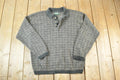 Vintage 1990s TT Quarter Button Knit Abstract Pattern Crewneck Sweater