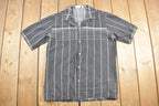 Vintage 1980s Newport Shirt Makers Striped Button Up Shirt Rayon 50s Style