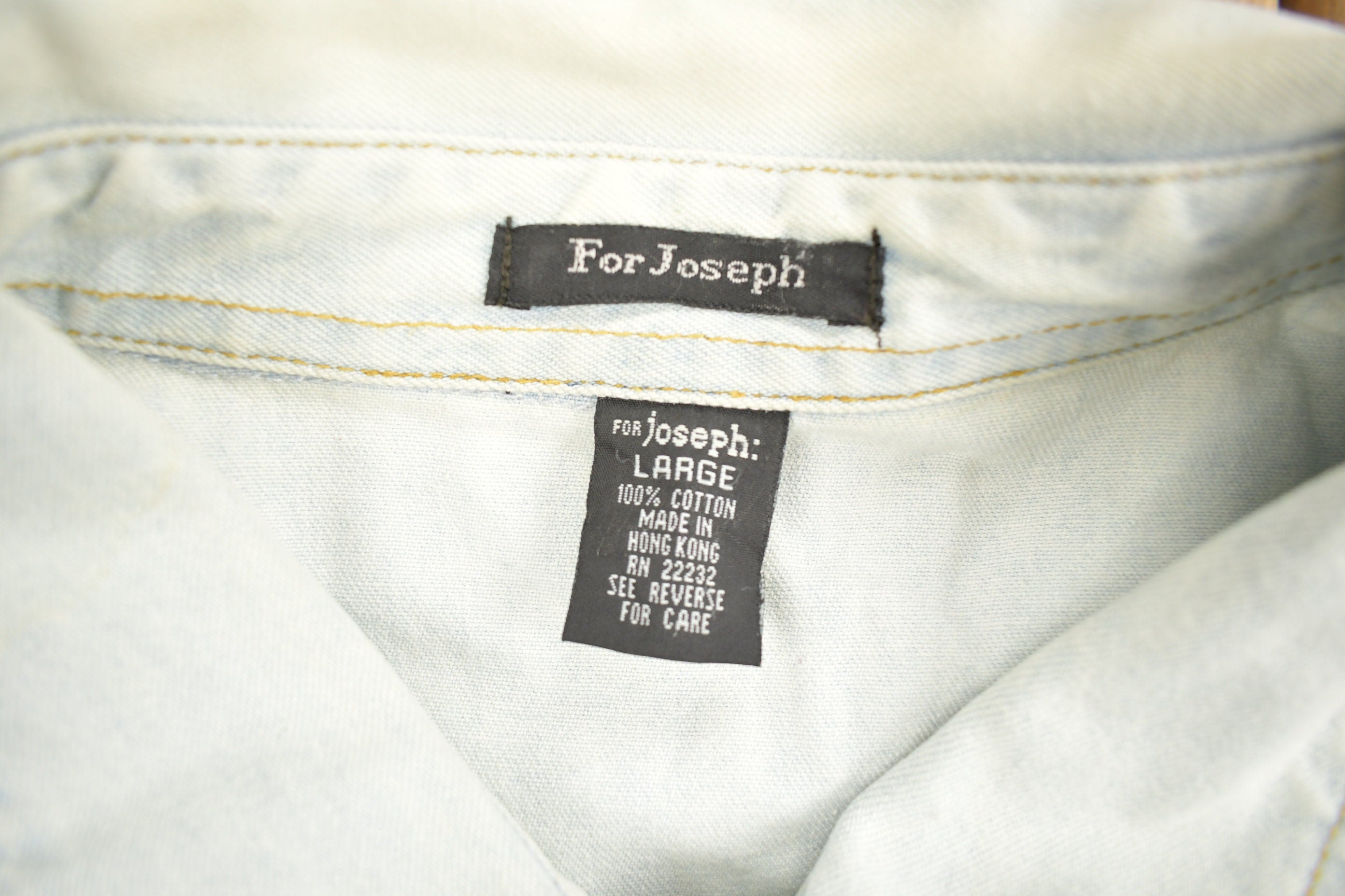 Vintage 1990s For Joseph Light Wash Denim Blank Button Up Shirt