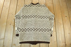 Vintage 1960s 1970s Scandinavian Wool Knit Clasped Cardigan Sweater Adult M-L