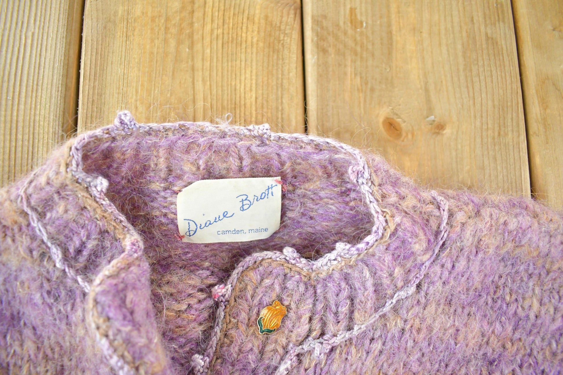 Vintage 1970s Diane Brott Mohair Knit Cardigan Sweater Women's XS