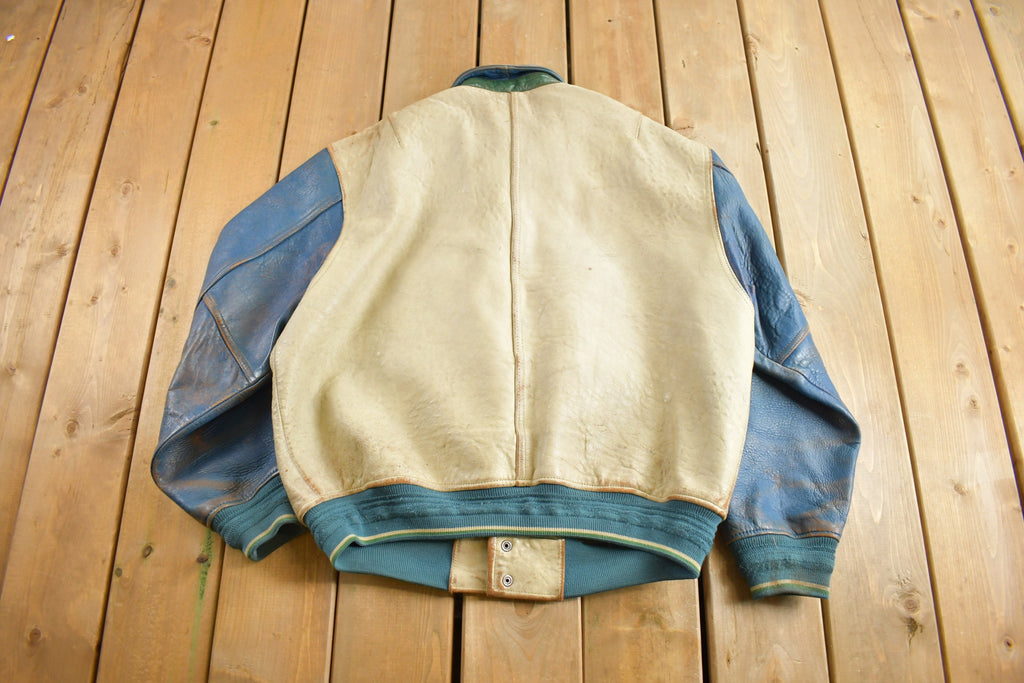 Vintage 1990s Avirex USA Genuine Leather Varsity Jacket