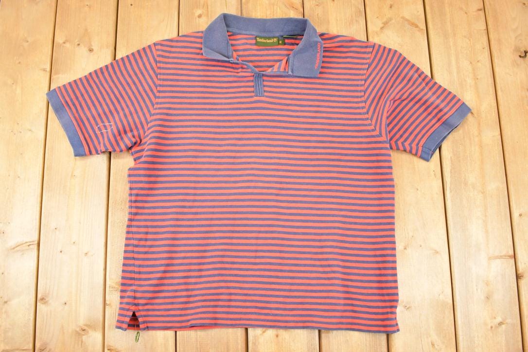 Vintage Y2K Timberland Striped Button Up Shirt Men's L