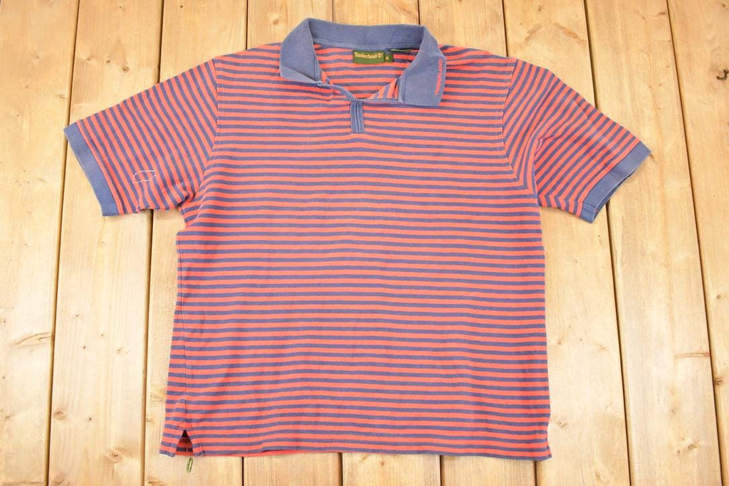 Vintage Y2K Timberland Striped Button Up Shirt Men's L / 2000's Preppy Style / Boxy Fit Polo