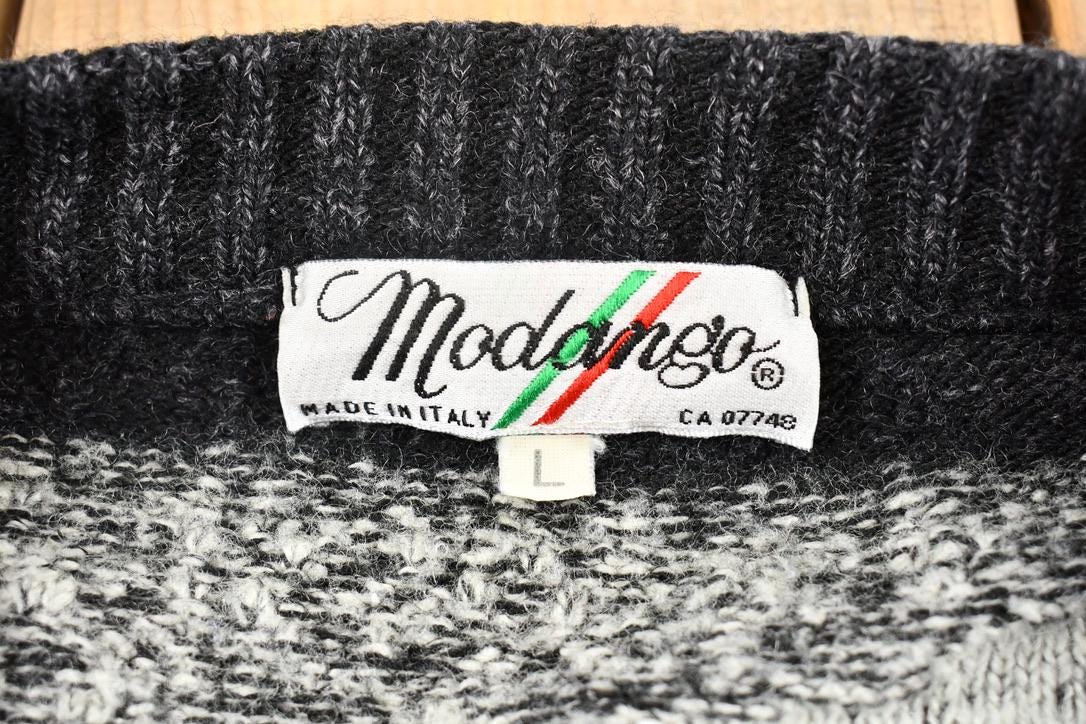 Vintage 1990s Modango Boxy Fit Mixed Knit Cardigan Sweater