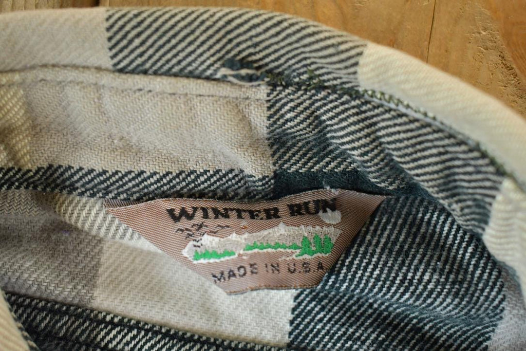 Vintage 1990s Winter Run Plaid Flannel Button Up Shirt Mens XL
