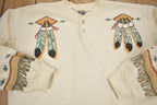 Vintage 1980s Native American Theme Henley Sweatshirt