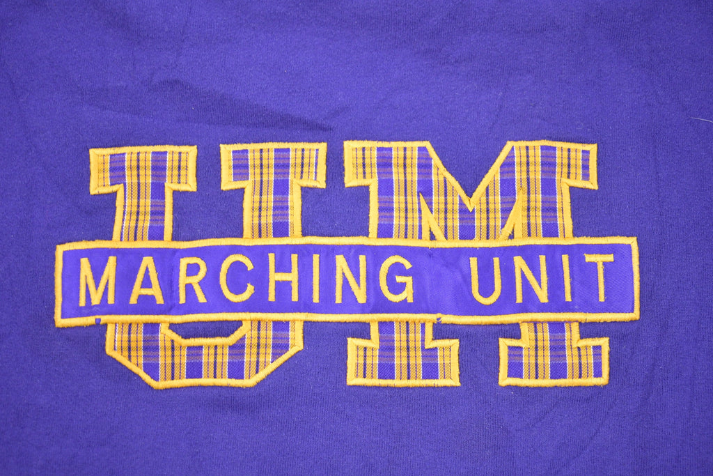 Vintage 1990s University of Michigan Marching Unit Collegiate Crewneck  Sweatshirt  Embroidered  NCAA Sweatshirt  Sportswear  Plaid