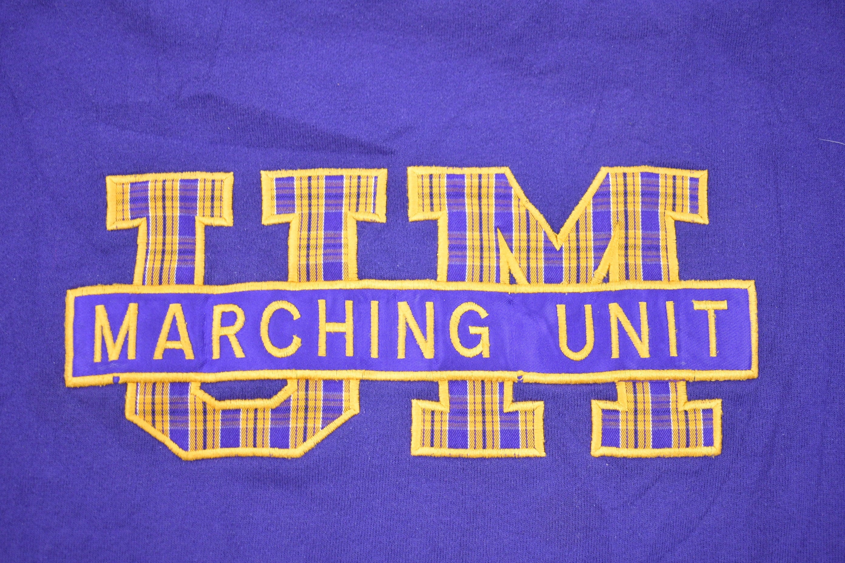 Vintage 1990s University of Michigan Marching Unit Collegiate Crewneck  Sweatshirt  Embroidered  NCAA Sweatshirt  Sportswear  Plaid