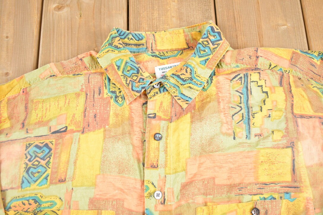 Vintage 1980s Tussah Silk Button Up Shirt