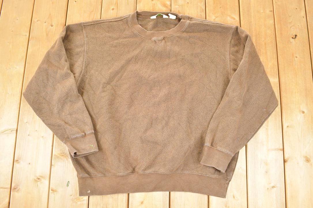 Vintage 1990s Orvis Reverse Grained Crewneck Sweatshirt Men's XL / 90s / Woodland Brown Solid Sweater