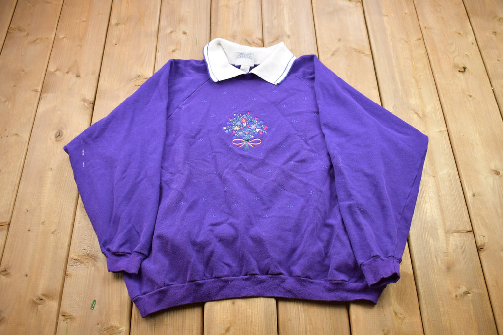 Vintage 1990s Morning Sun Floral Collared Sweater
