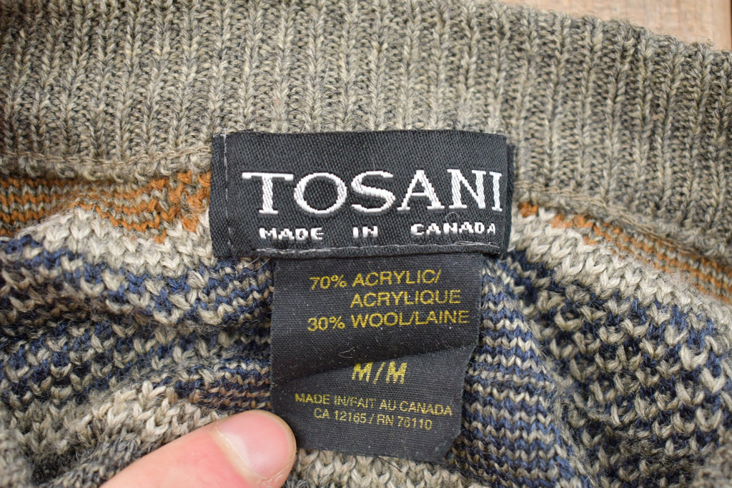 Vintage 1990s Tosani Abstract Knitted Sweater  Vintage 90s Crewneck  Pattern Sweater  Outdoor  Pullover Sweatshirt  Made In Canada