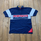 Vintage 1990s Tommy Sailing Gear Graphic Polo T-Shirt