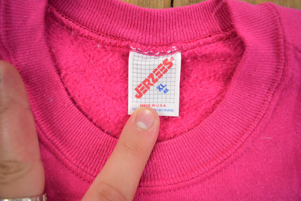 Vintage 1990s Jerzees Pink Blank Crewneck Sweatshirt Made In USA - Large