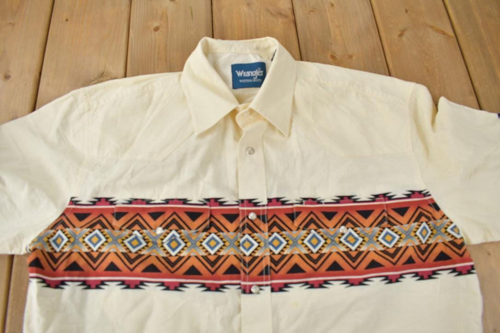 Vintage 1990s Wrangler Western Shirts Aztec Pattern South Western Style Button Up Rodeo Shirt