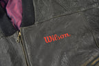 Vintage 1990s Wilson Golf & Tennis Team Embroidered Leather Bomber Jacket Size 46