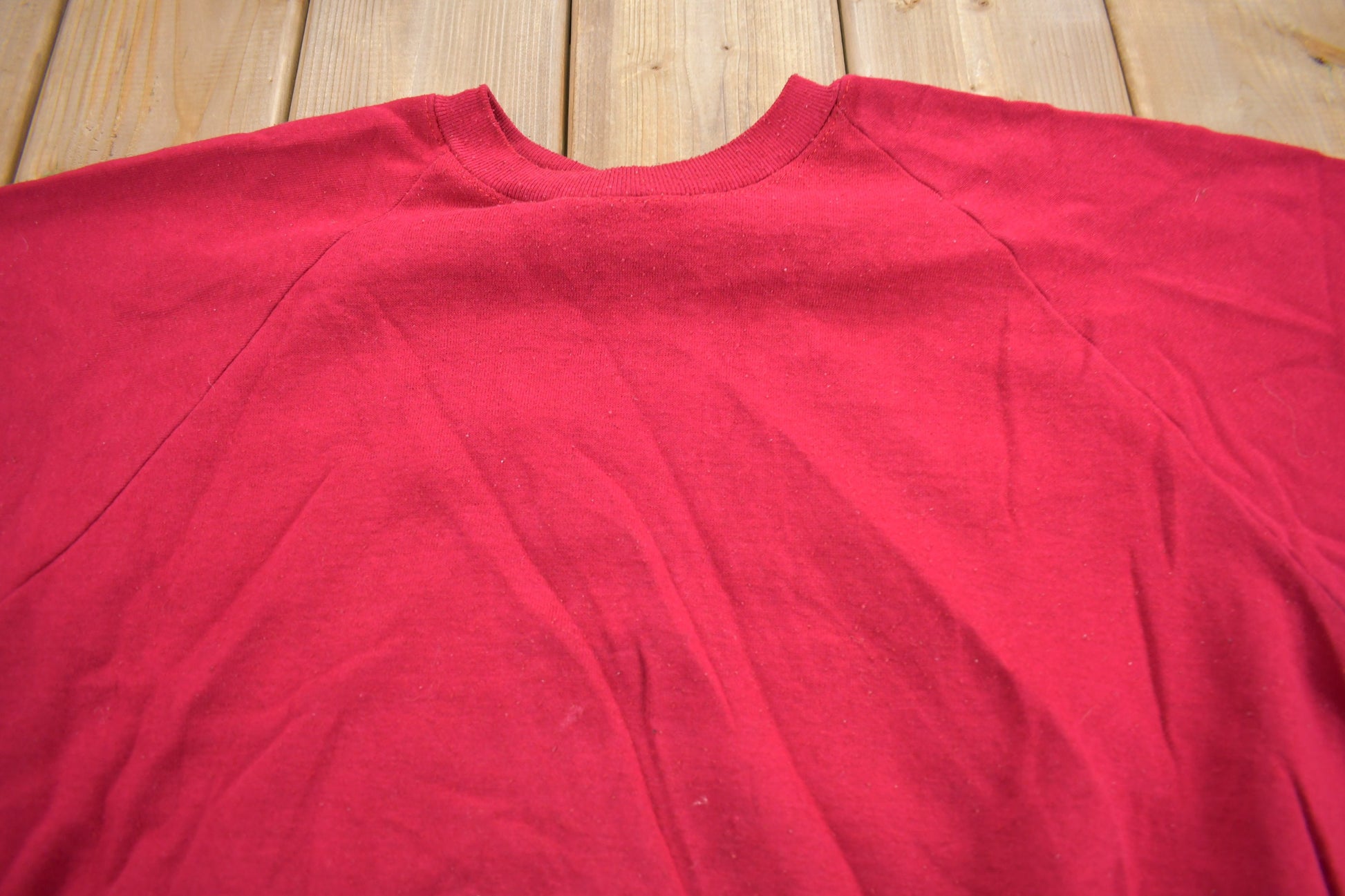 Vintage 1980s Activewear Blank Red Raglan Crewneck Sweatshirt