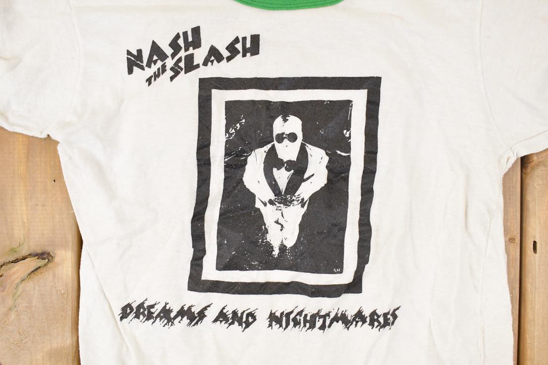 Vintage 1970s Nash the Slash Dreams and Nightmares Album Cover Art Ringer T-Shirt Men's S