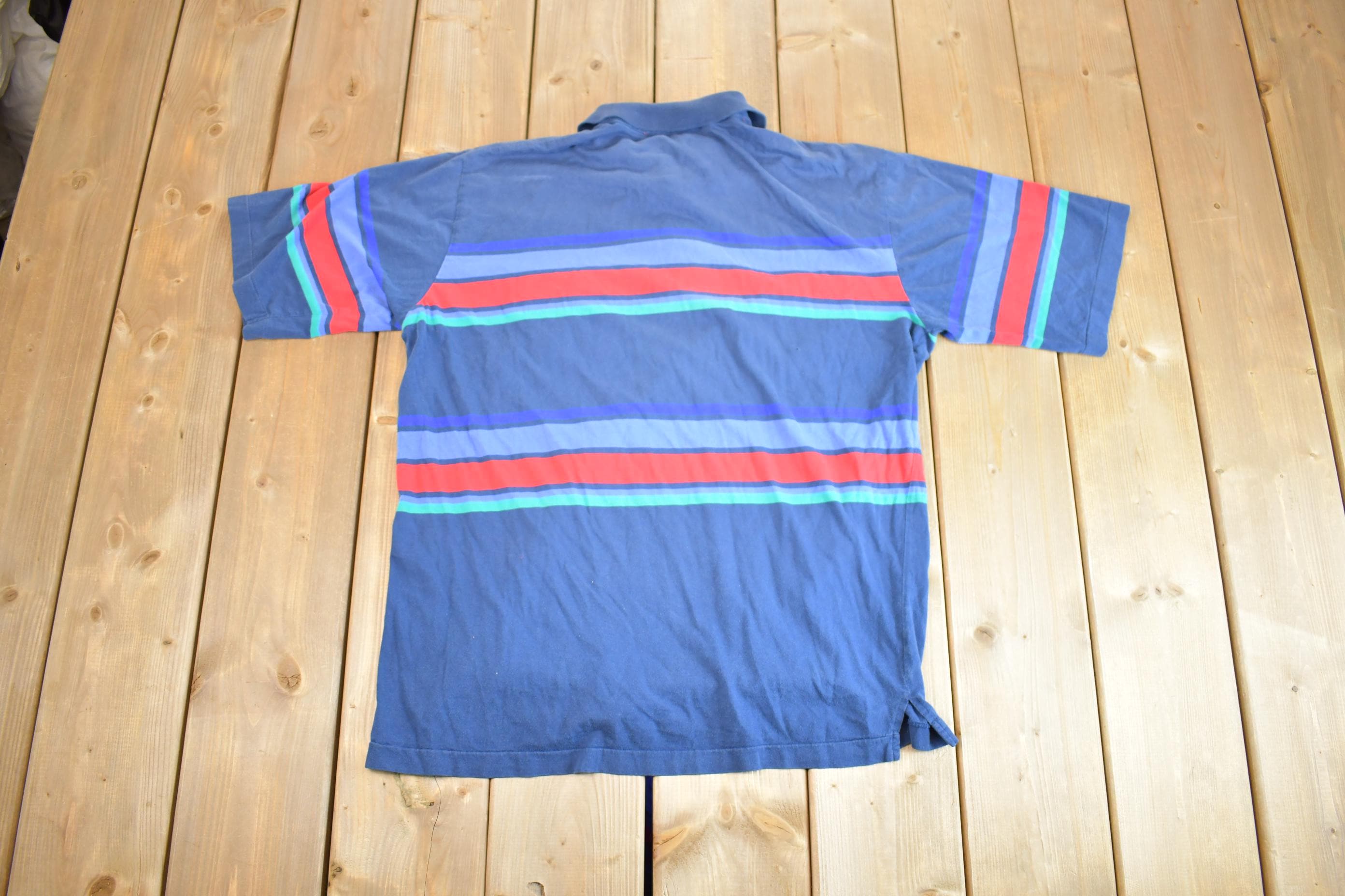 Vintage 1980s Private Club Collection Quarter Striped Golf Casual Button Up Shirt