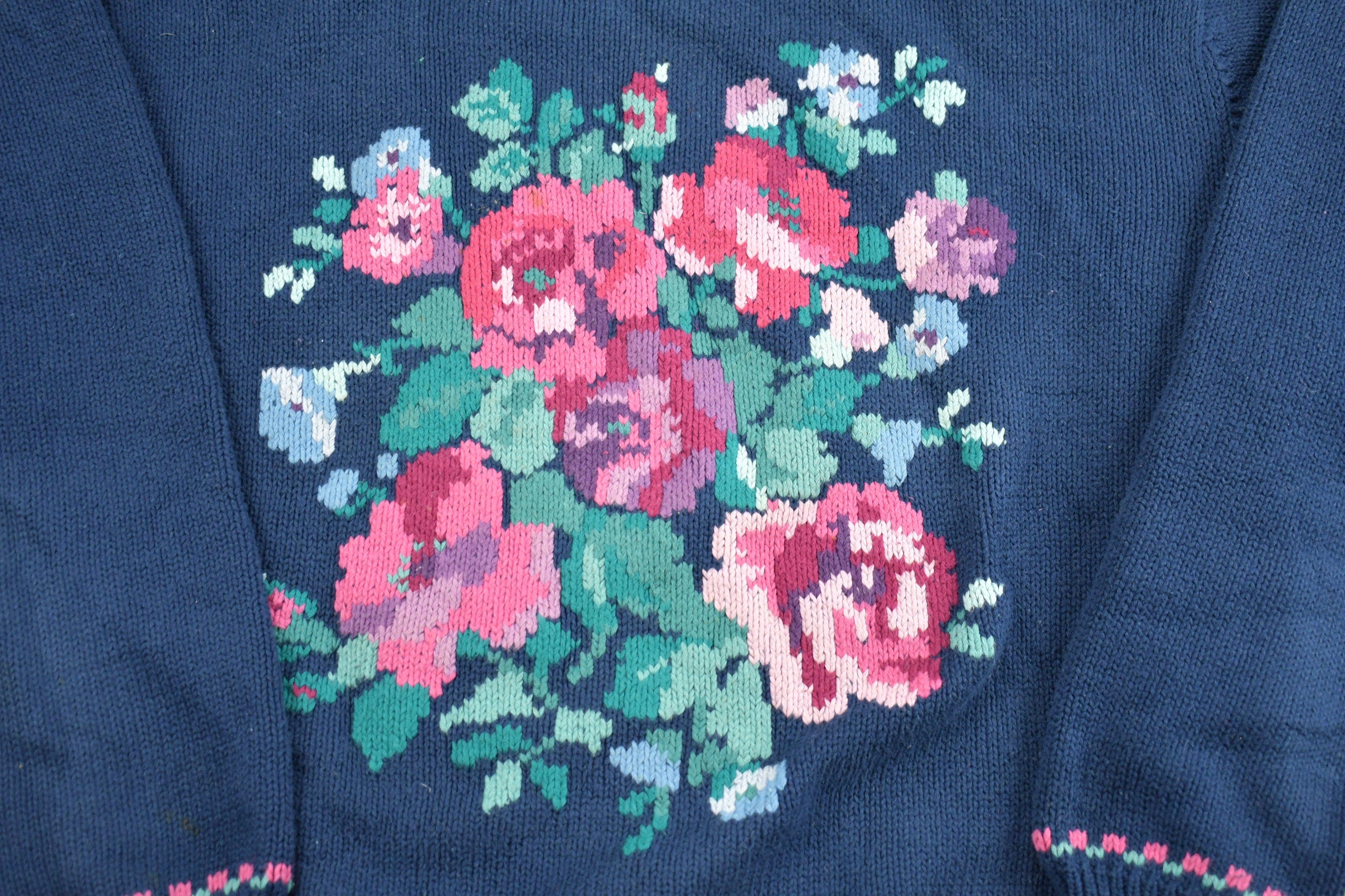 Vintage 1990 Eddie Bauer Floral Knit Sweater