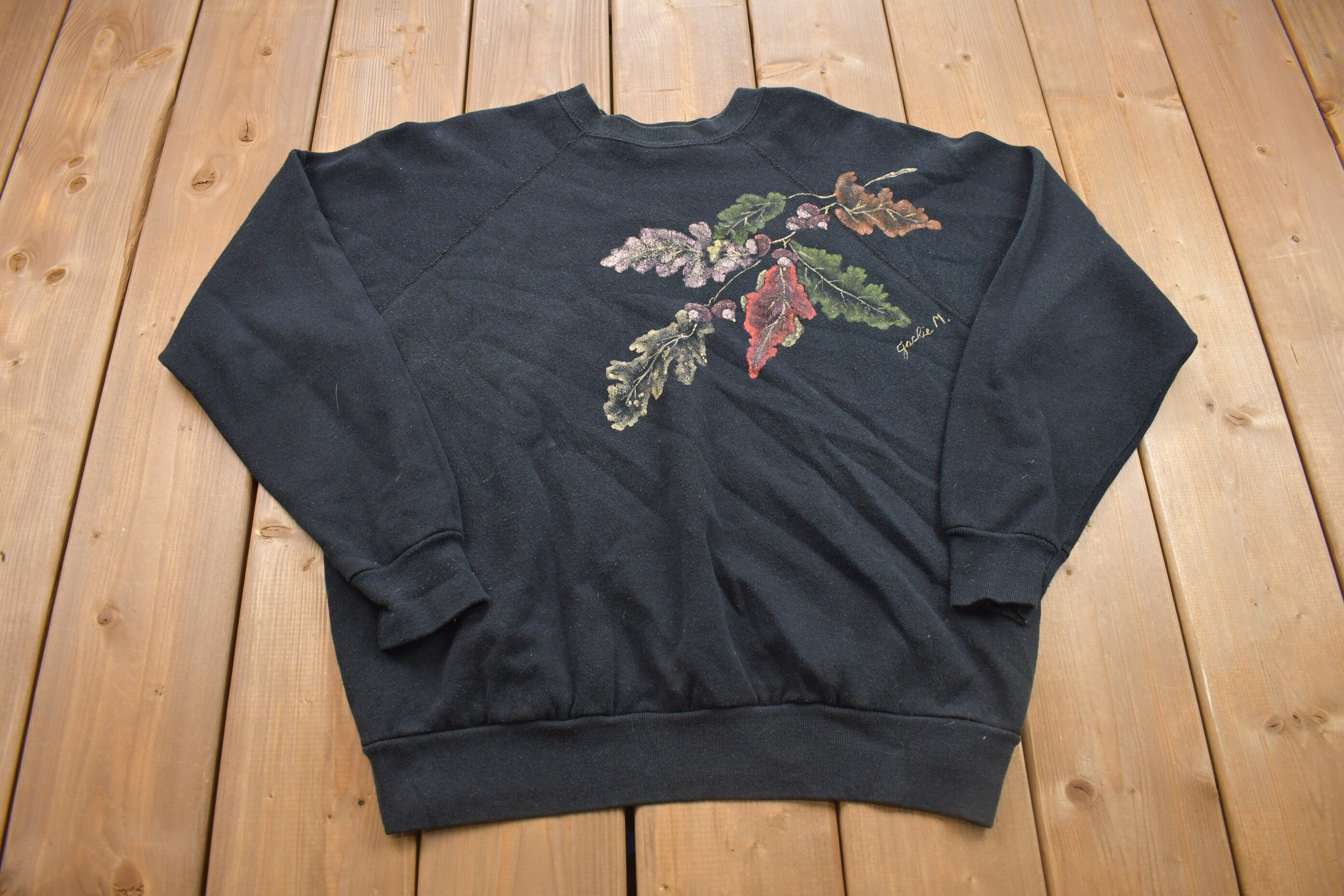 Vintage 1980s Floral Raglan Crewneck Sweatshirt