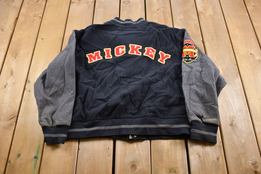 Vintage 1990s Mickey Mouse Graphic Wool Varsity Bomber Jacket