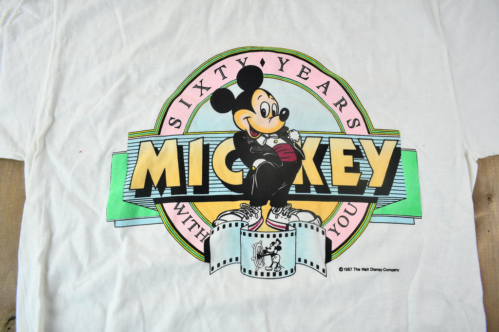 Vintage 1987 Disney Mickey Mouse 60th Anniversary Cartoon Promo T-Shirt