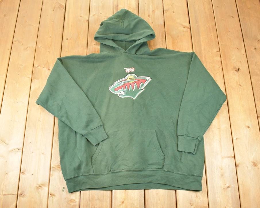 Vintage 1990s Minnesota Wild NHL Hockey Hoodie Sweatshirt Mens XL