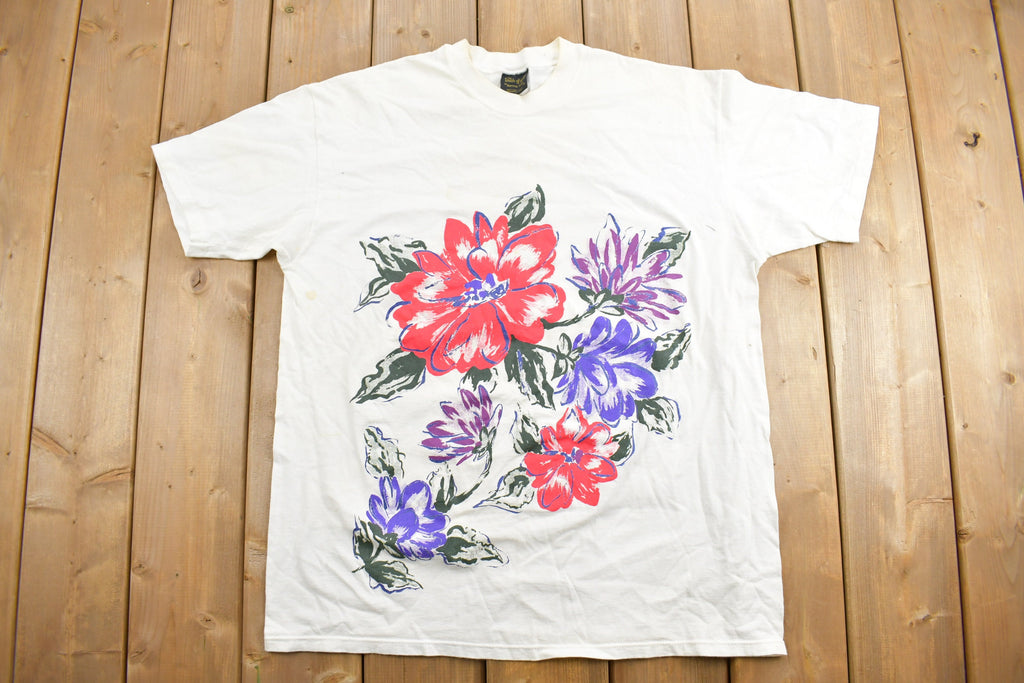 Vintage 1980s Flowers Graphic T-Shirt Single Stitch