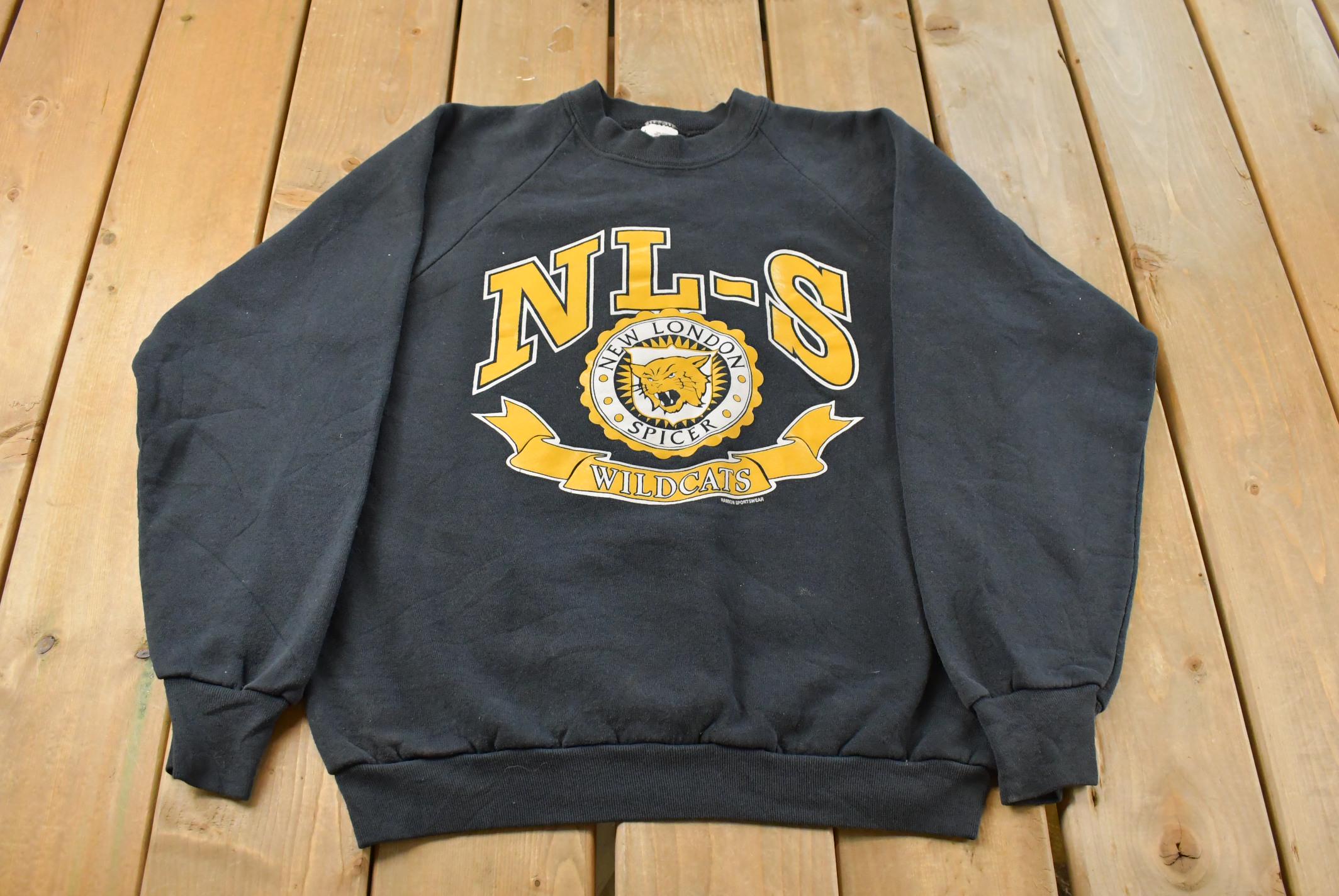 Vintage 1990s New London Spicer Wildcats Collegiate Crewneck Sweatshirt Men's M / 90s Sweatshirt / Sportswear / Made in USA